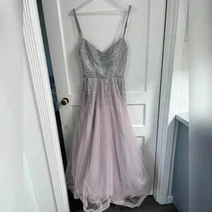 La Femme 27750 Mauve Dress Diamond Embellished Formal Gown Prom Size 6